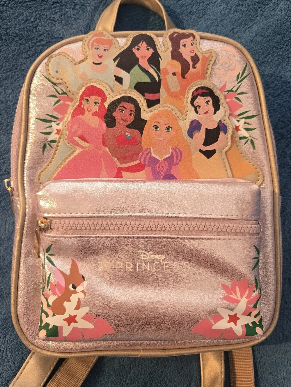 🎀 Disney Princess Pink Shimmery Mini Backpack Ariel Mulan Rapunzel Belle Moana